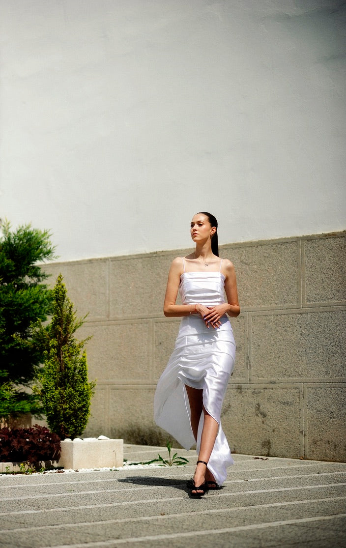 Silk Ruched Bungee Dress