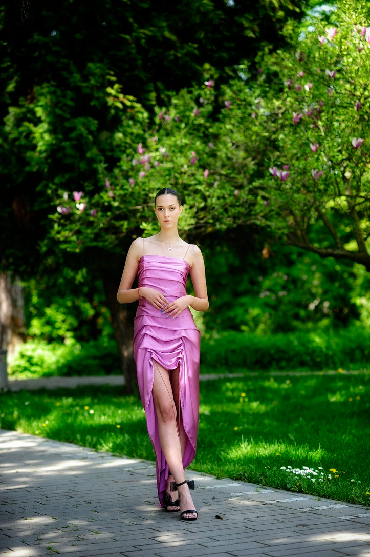 Silk Ruched Bungee Dress