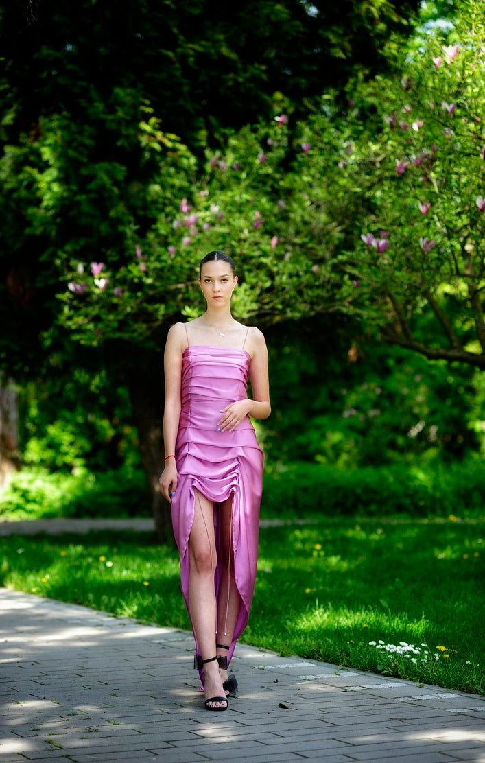 Silk Ruched Bungee Dress
