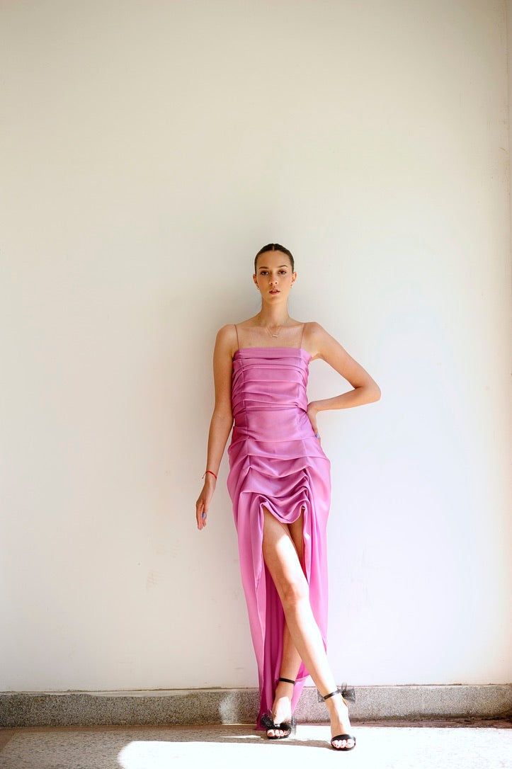 Silk Ruched Bungee Dress