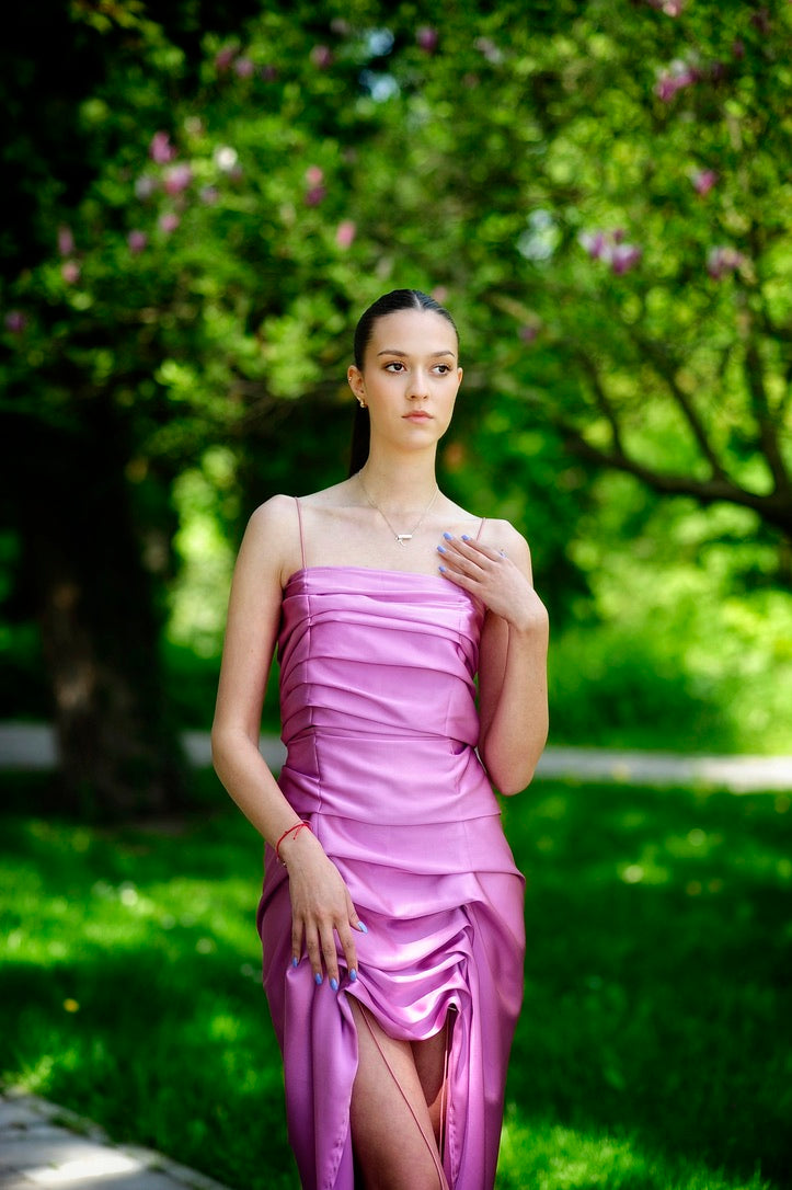 Silk Ruched Bungee Dress