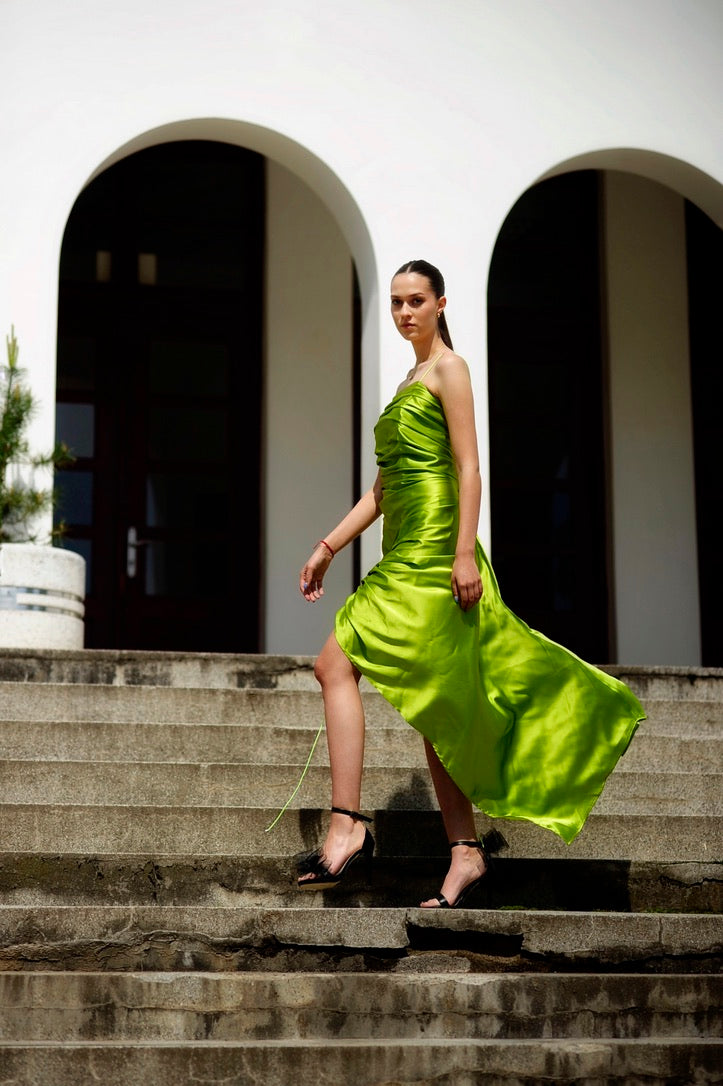 Silk Ruched Bungee Dress