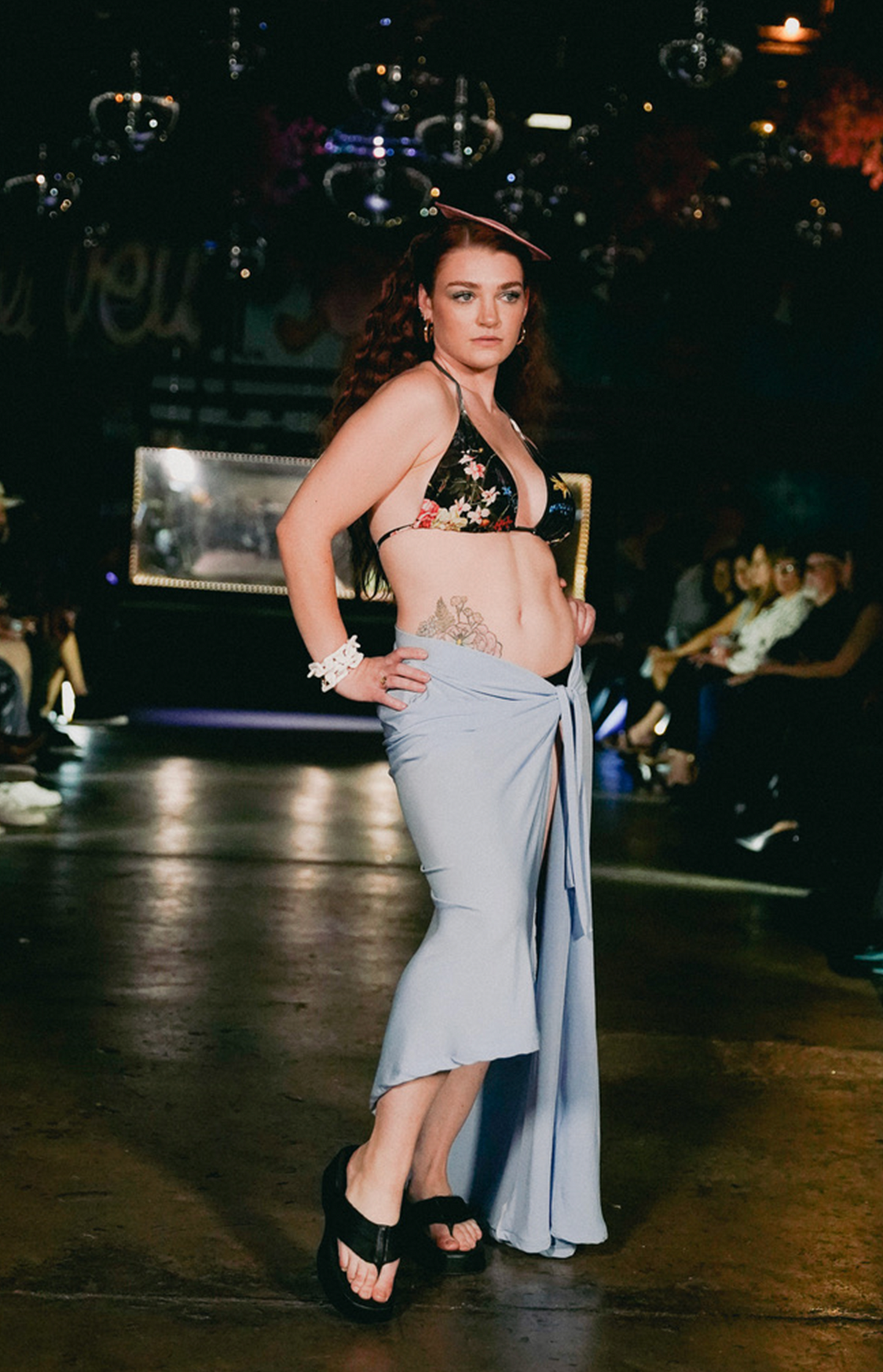 Powder Blue High Slit Sarong Skirt