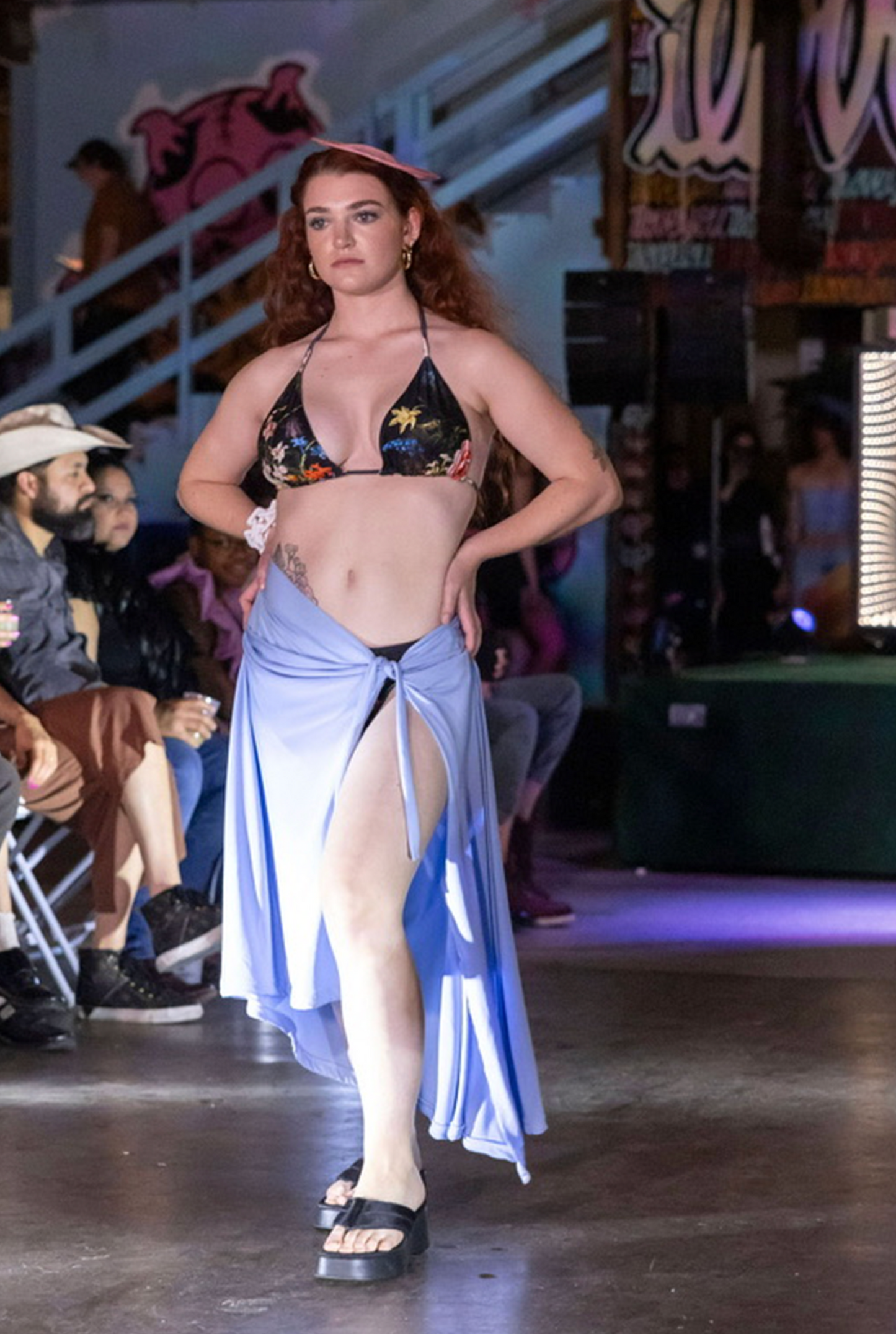 Powder Blue High Slit Sarong Skirt