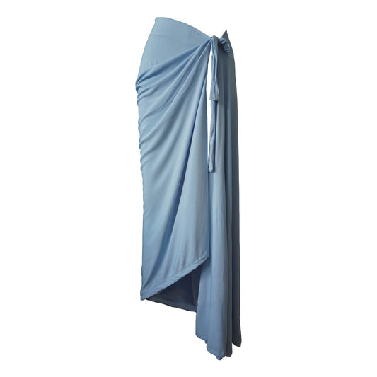 Powder Blue High Slit Sarong Skirt