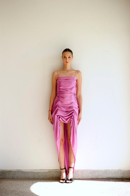 Silk Ruched Bungee Dress