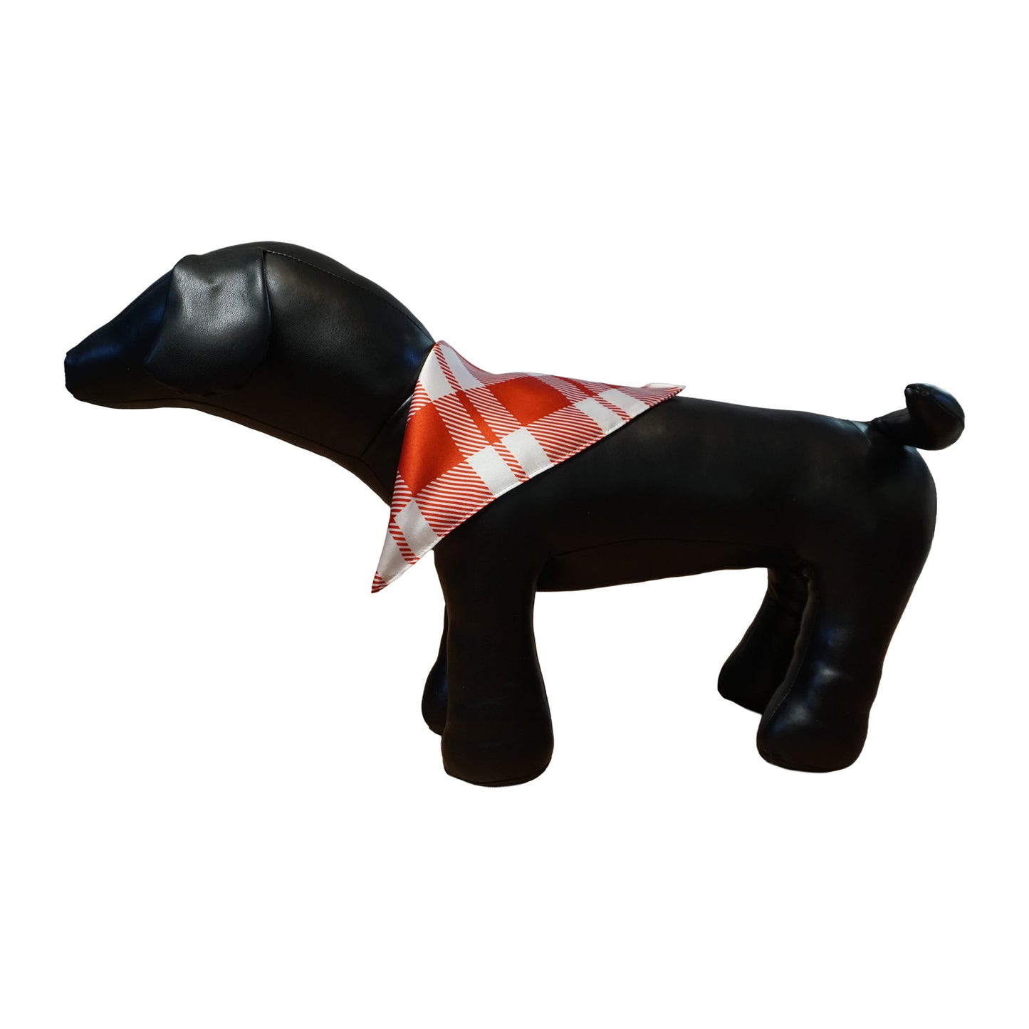 Red and White Plaid Silk Dog Bandana