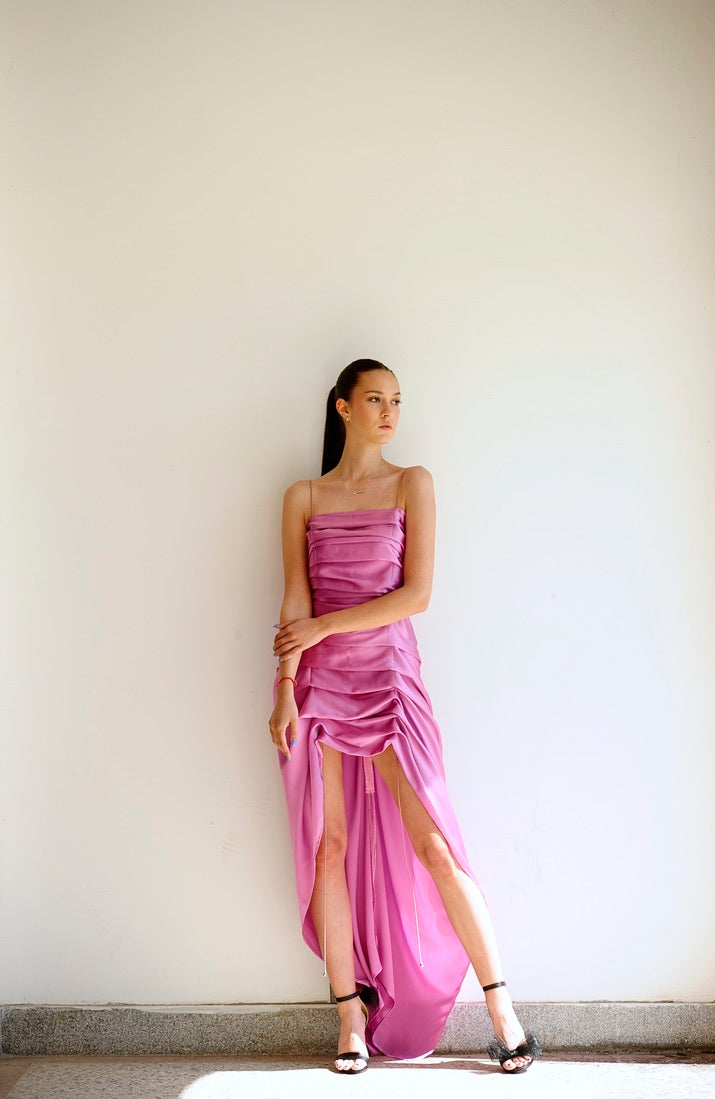 Silk Ruched Bungee Dress