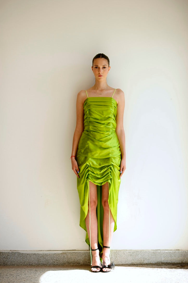 Silk Ruched Bungee Dress