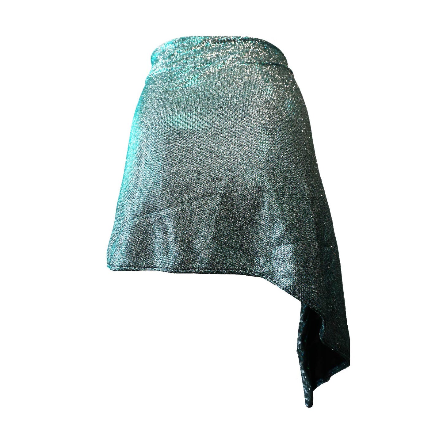 Blue Shimmer Asymmetric High Slit Skirt