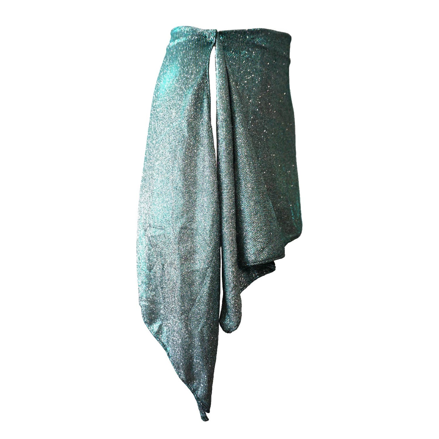 Blue Shimmer Asymmetric High Slit Skirt