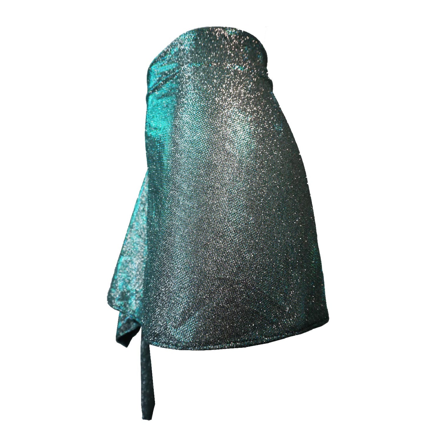 Blue Shimmer Asymmetric High Slit Skirt