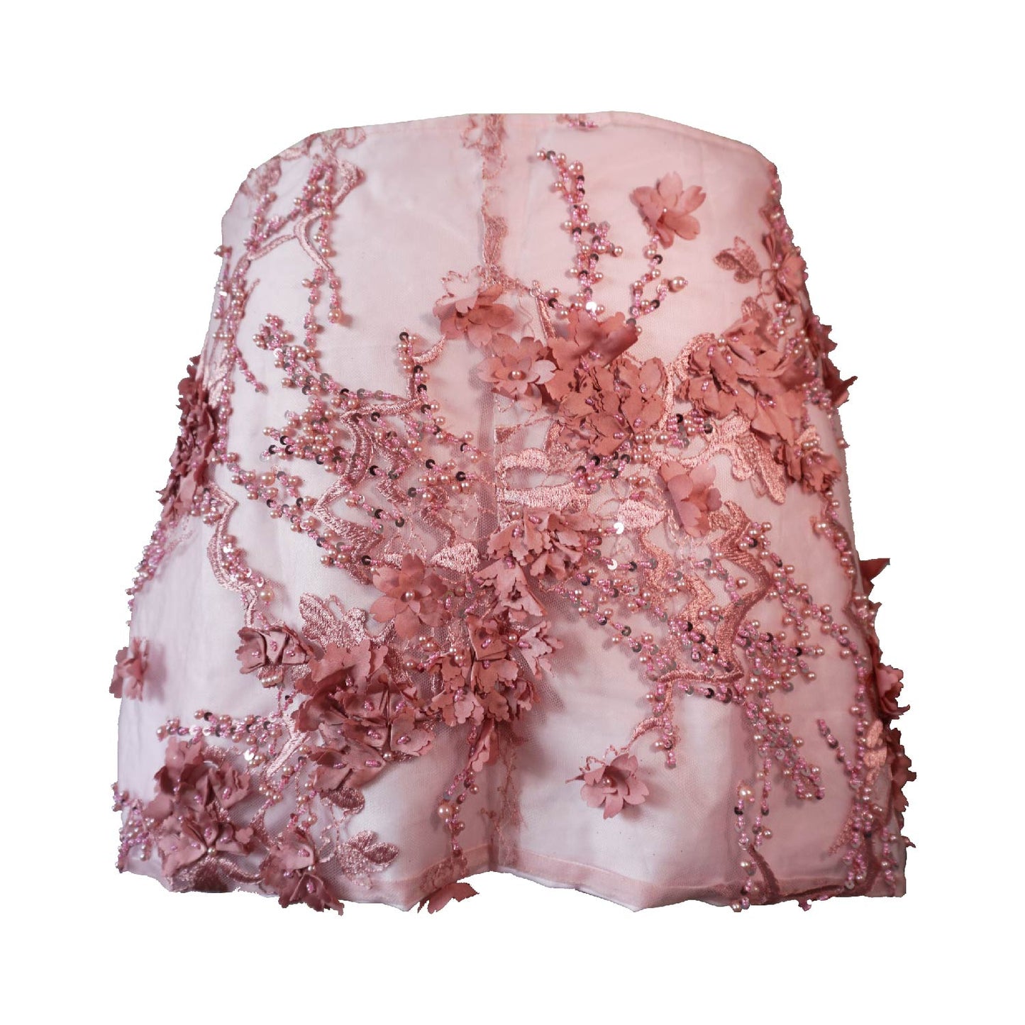 Pink Embroidered Mini Skort