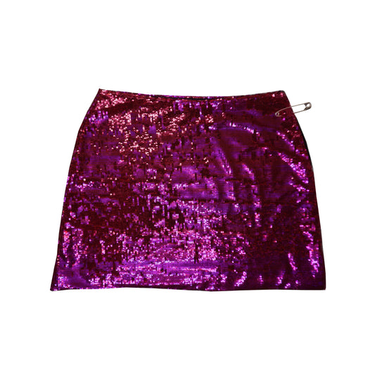 Fiery Pink Sequin High Slit Mini Skirt
