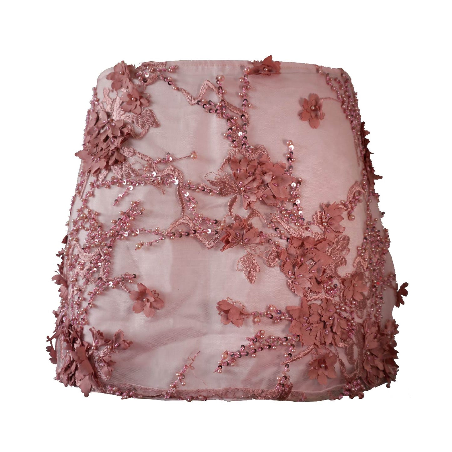 Pink Embroidered Mini Skort