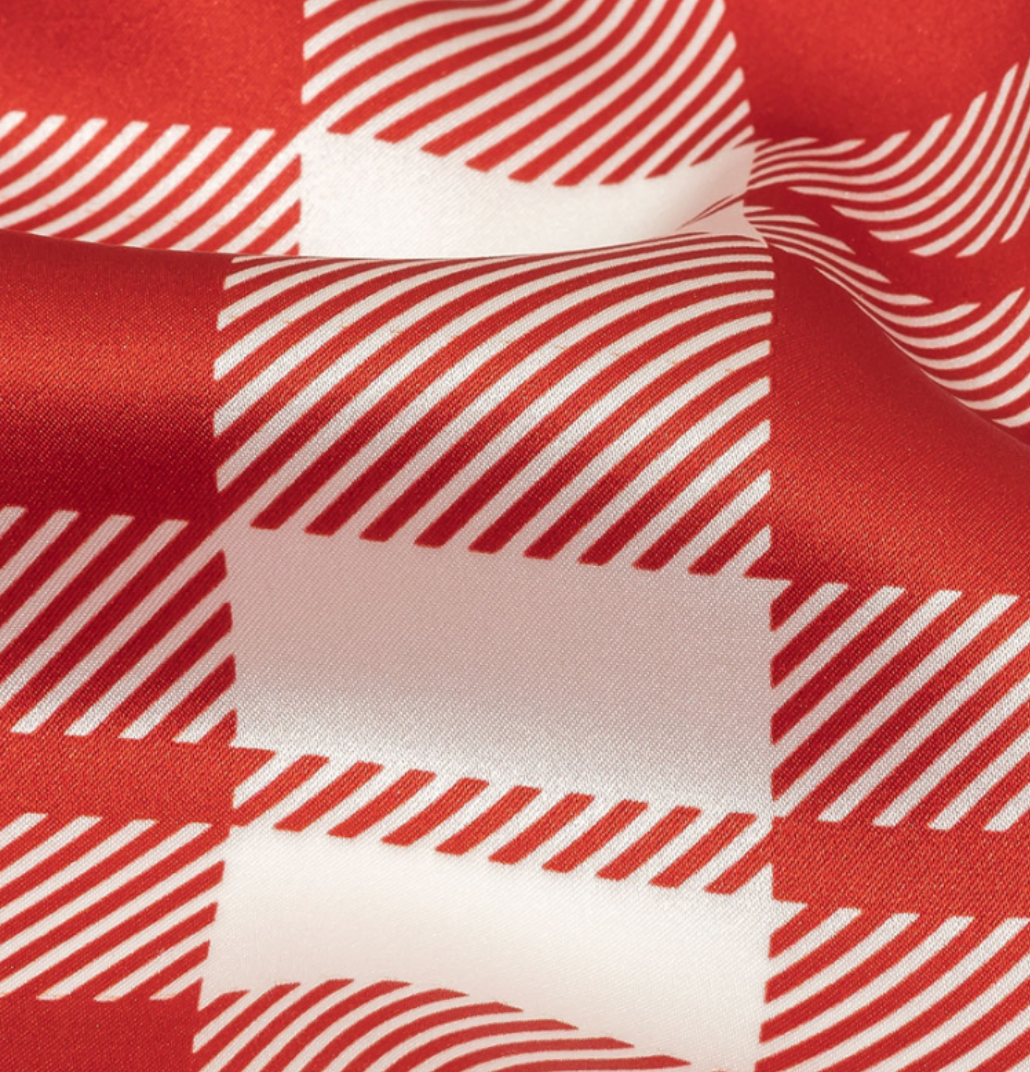 Red and White Plaid Silk Scrunchies