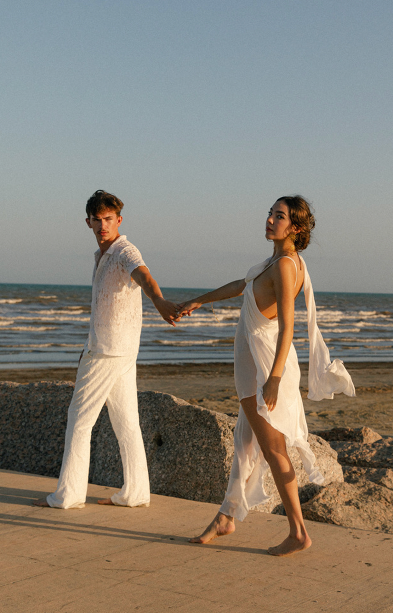 Highest Self White Draped Asymmetric Gown