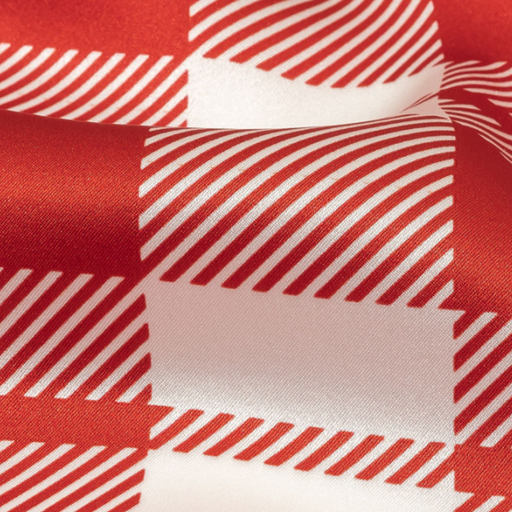 Red and White Plaid Silk Scarf