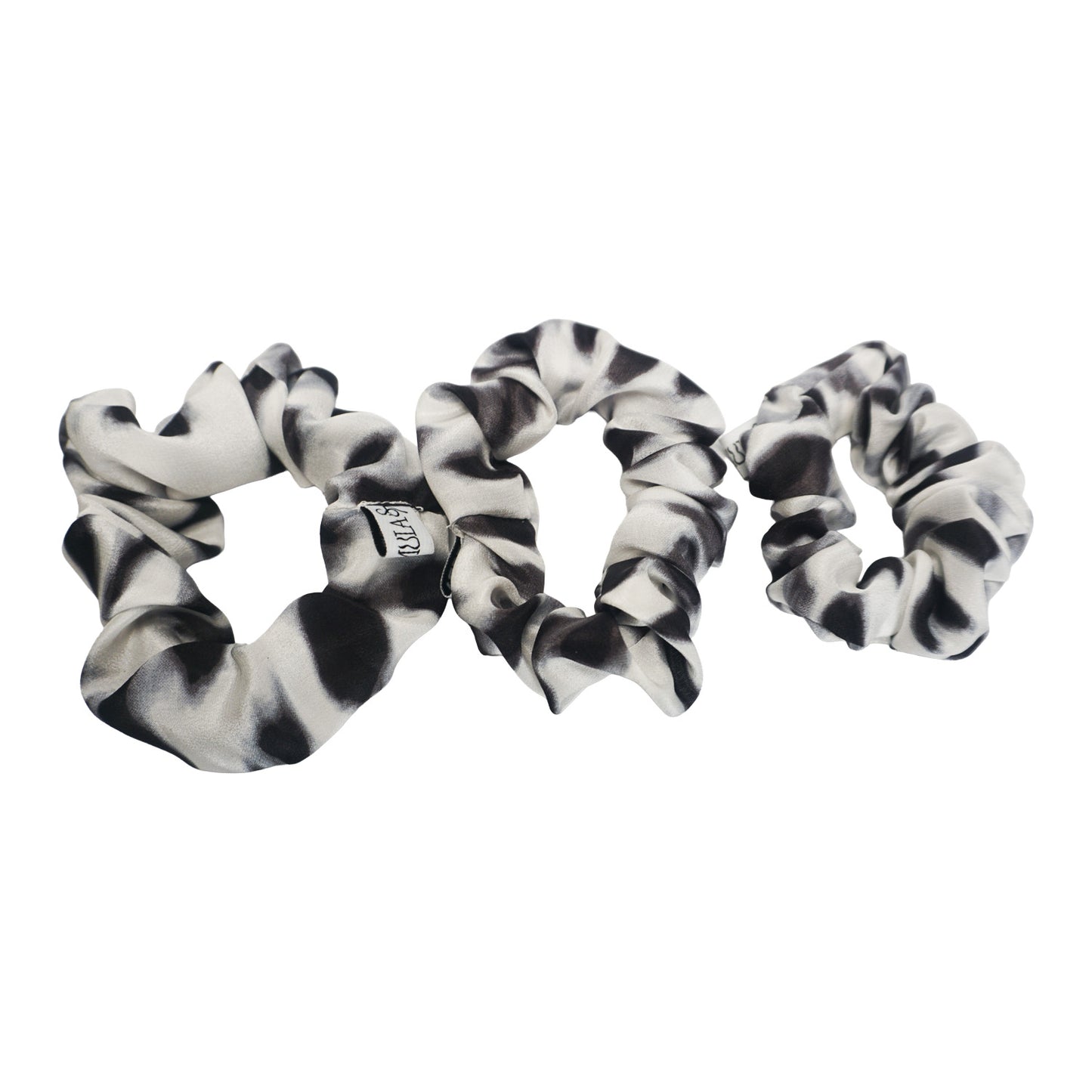 Monochrome Silk Animal Print Scrunchies