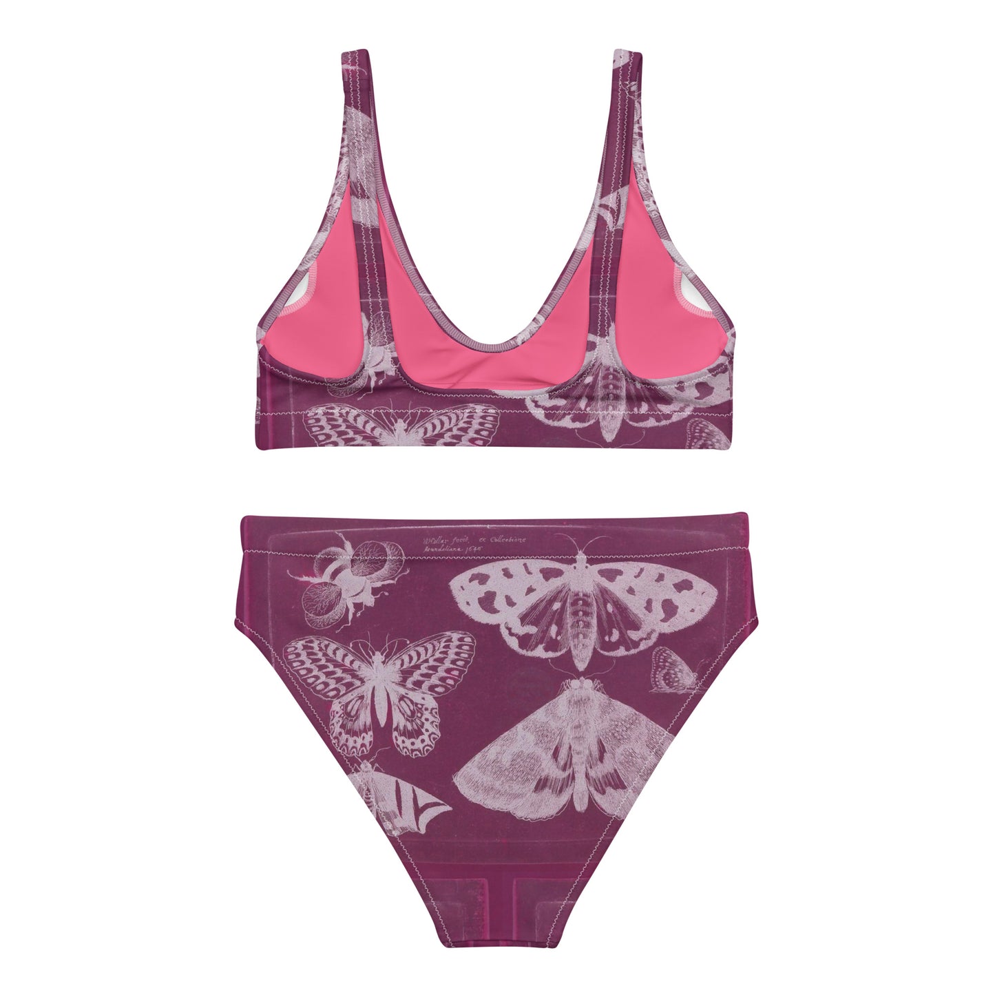 Butterflies & Bees Pink Print Recycled High-Waisted Bikini
