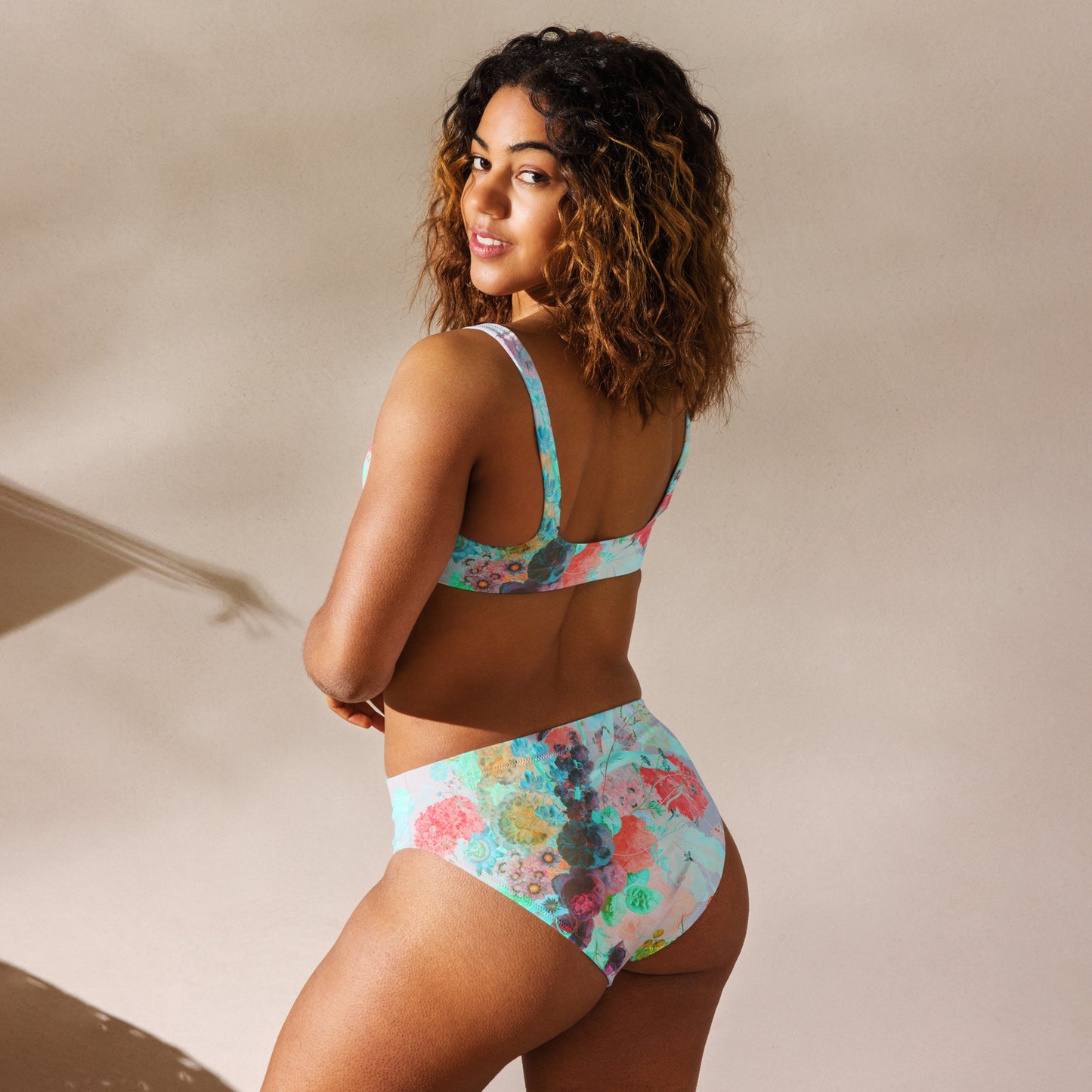 Peaches & Grapes Floral Print Recycled High-Waisted Bikini