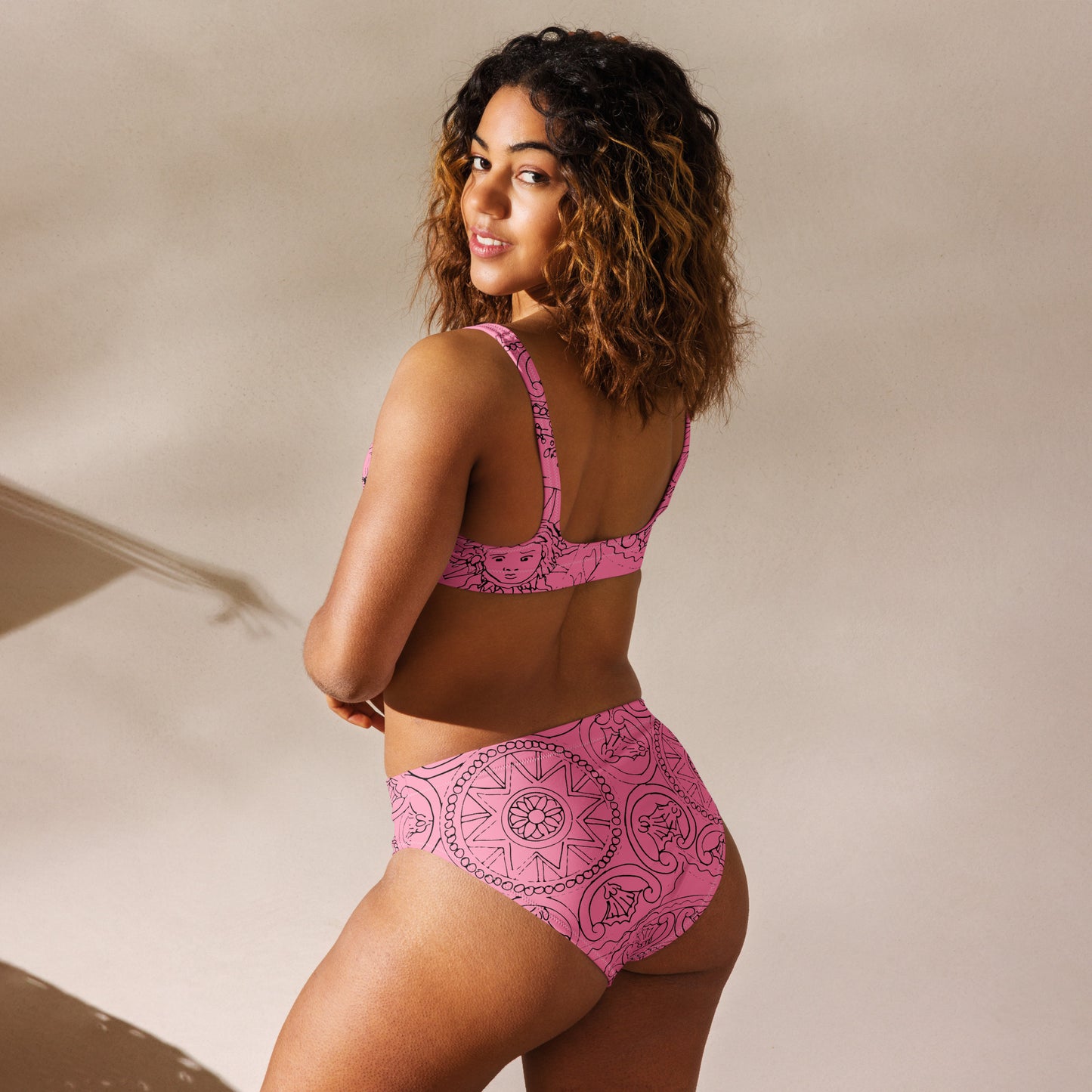 Medusa's Sea Medallion Recycled Pink High-Waisted Bikini