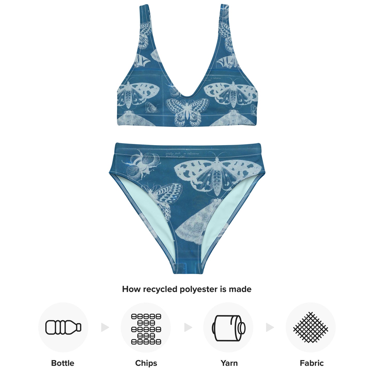 Butterflies & Bees Print Recycled High-Waisted Bikini