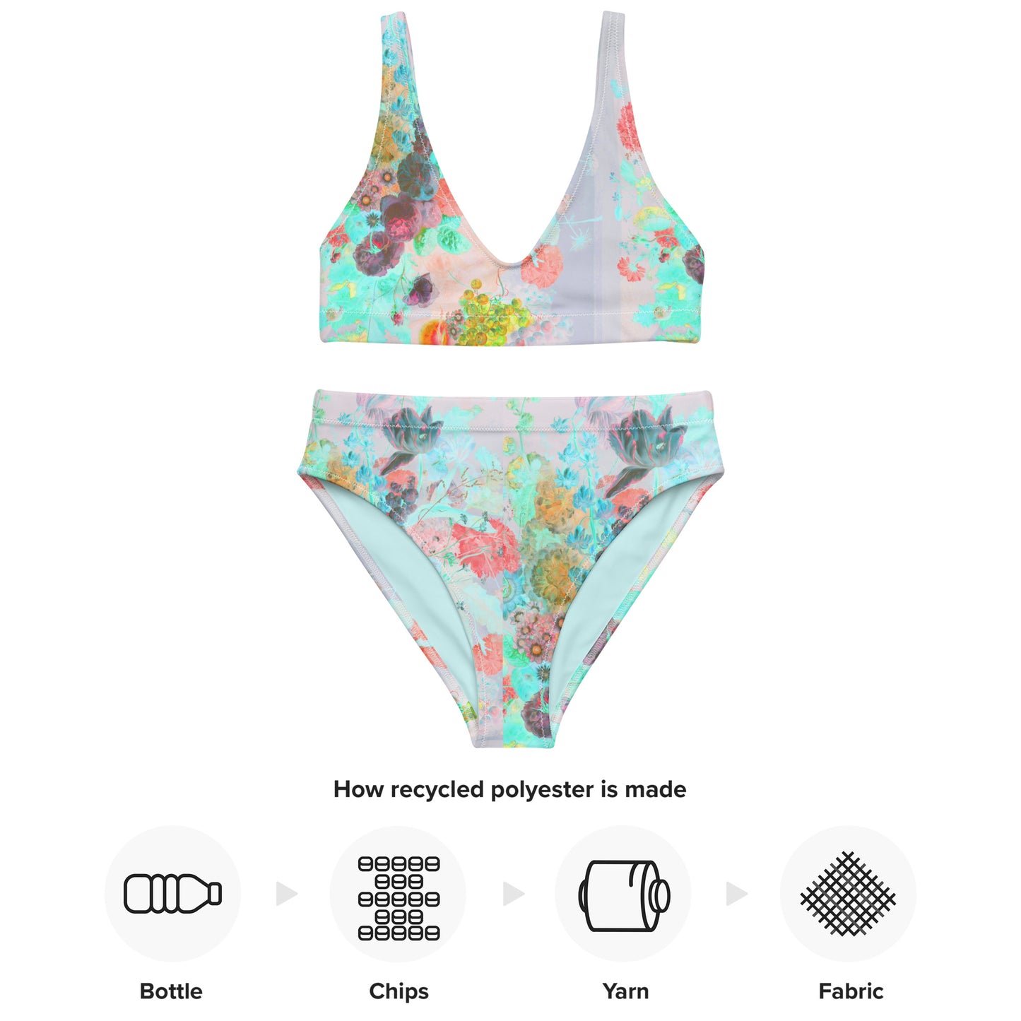 Peaches & Grapes Floral Print Recycled High-Waisted Bikini