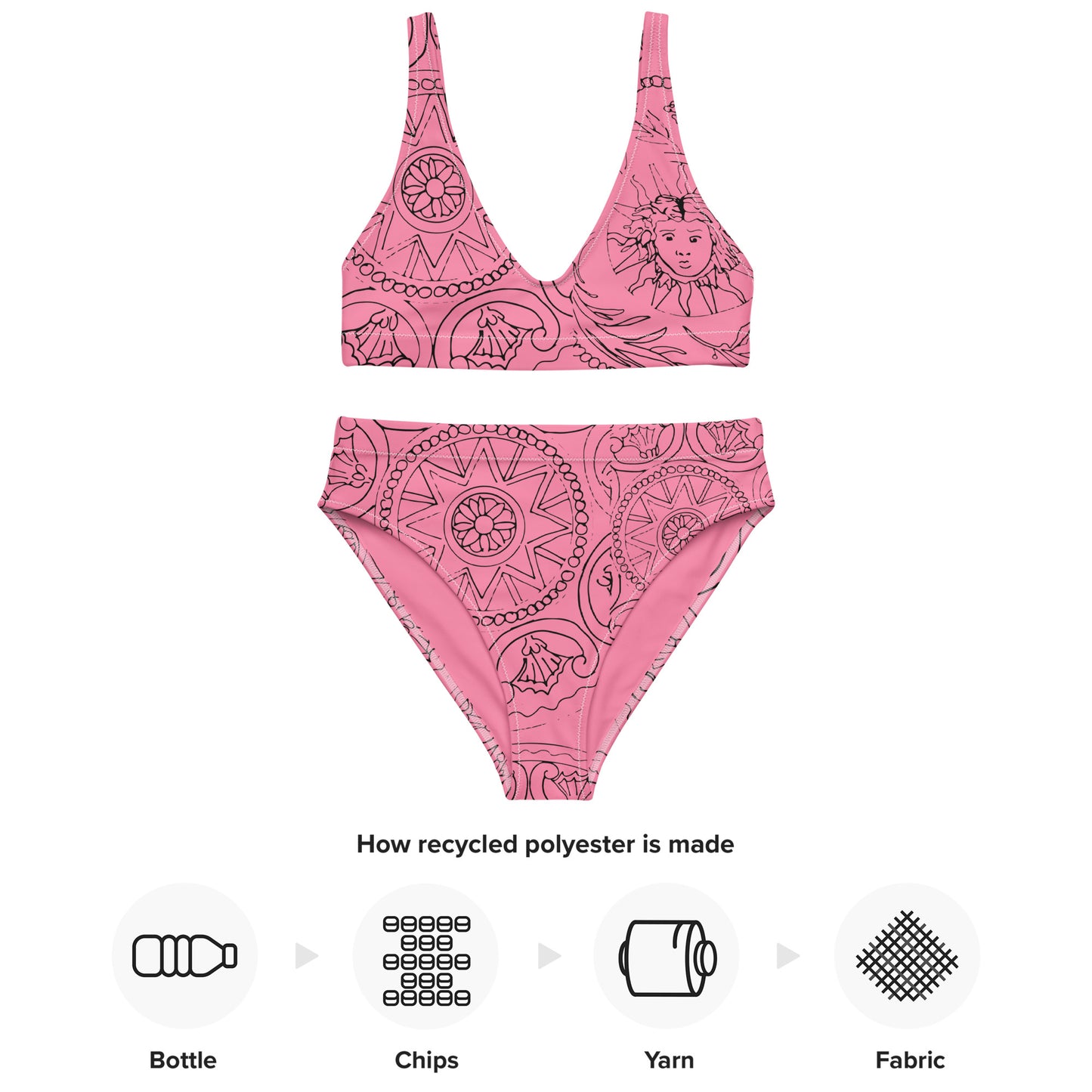 Medusa's Sea Medallion Recycled Pink High-Waisted Bikini