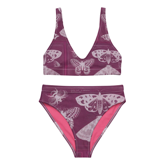 Butterflies & Bees Pink Print Recycled High-Waisted Bikini