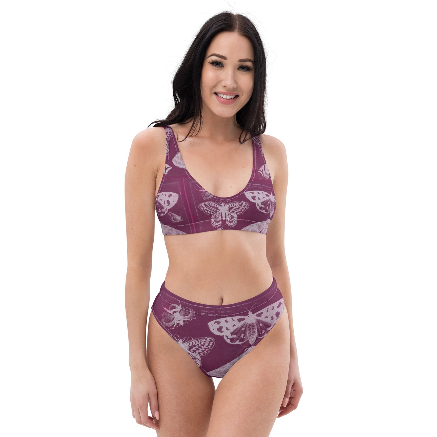 Butterflies & Bees Pink Print Recycled High-Waisted Bikini