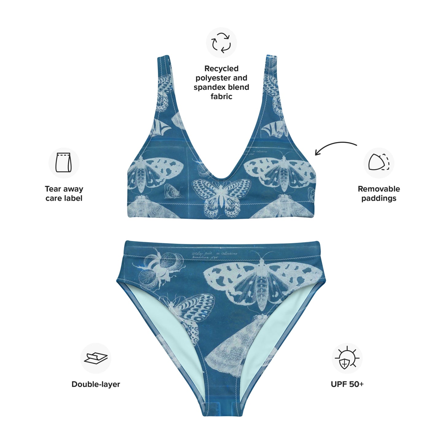 Butterflies & Bees Print Recycled High-Waisted Bikini