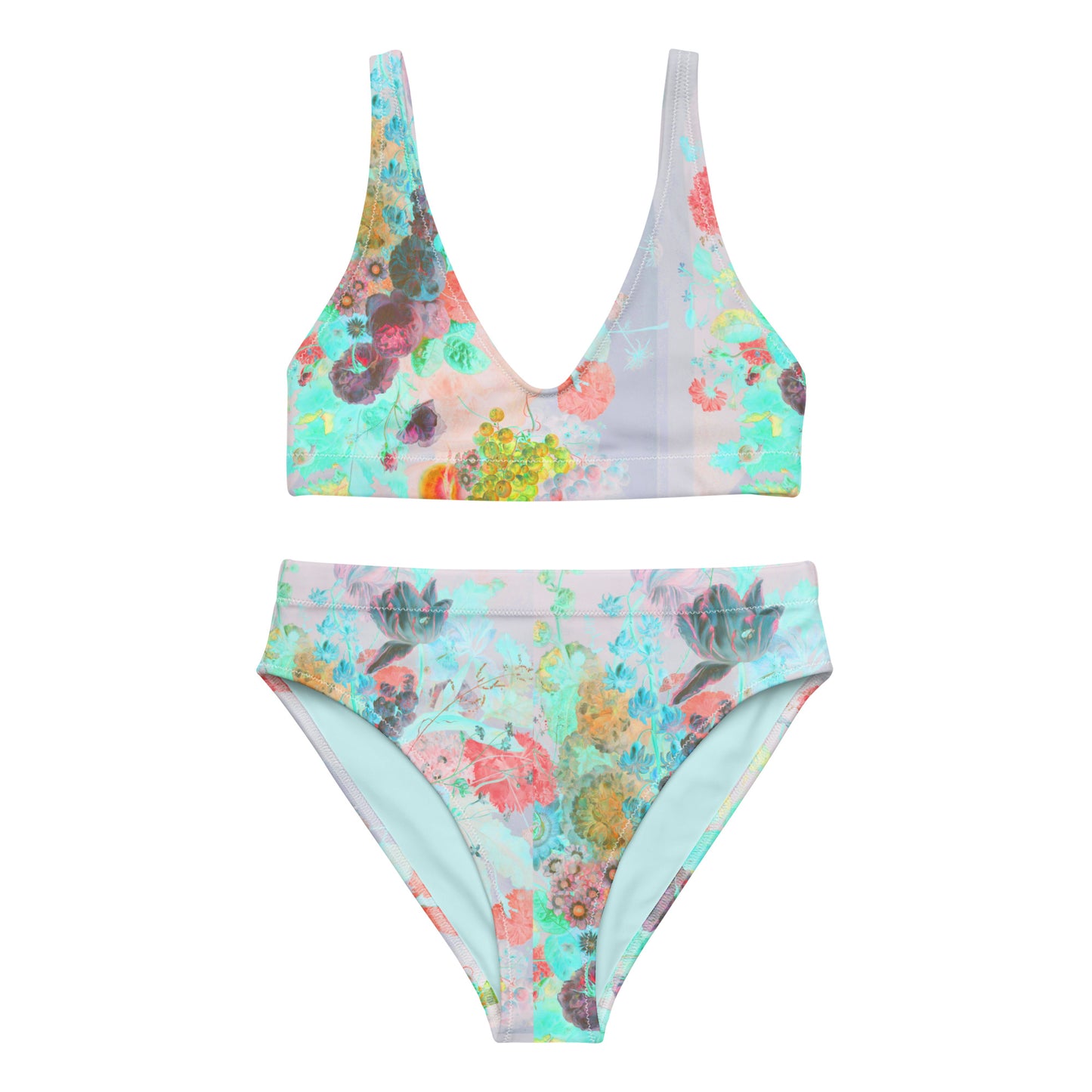 Peaches & Grapes Floral Print Recycled High-Waisted Bikini
