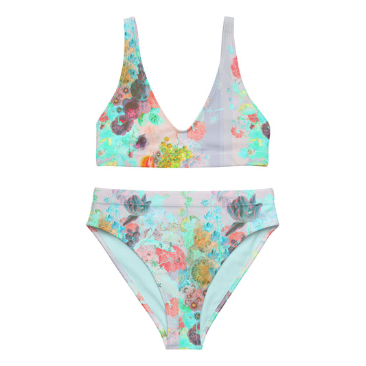 Peaches & Grapes Floral Print  Recycled High-Waisted Bikini