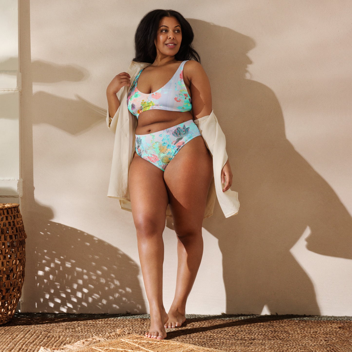 Peaches & Grapes Floral Print Recycled High-Waisted Bikini