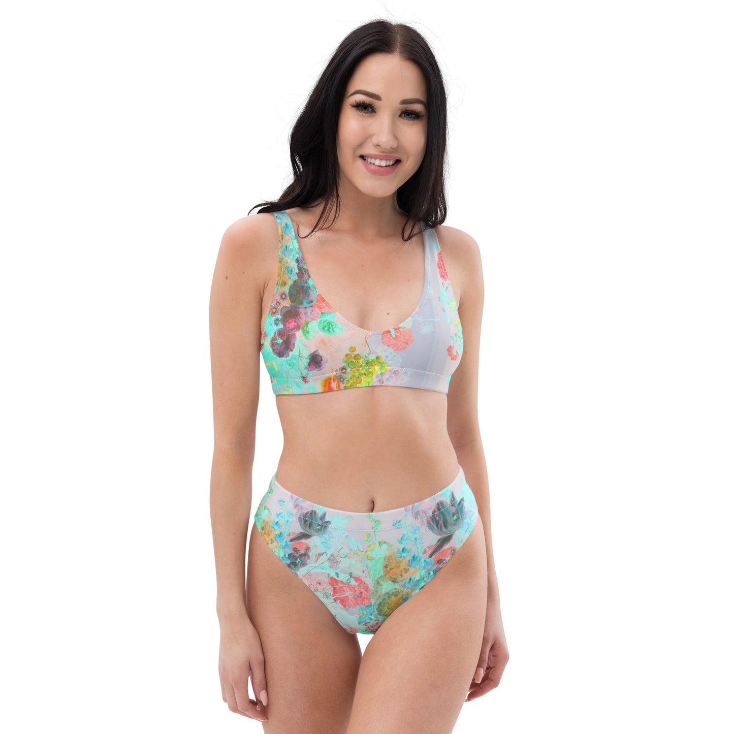 Peaches & Grapes Floral Print Recycled High-Waisted Bikini