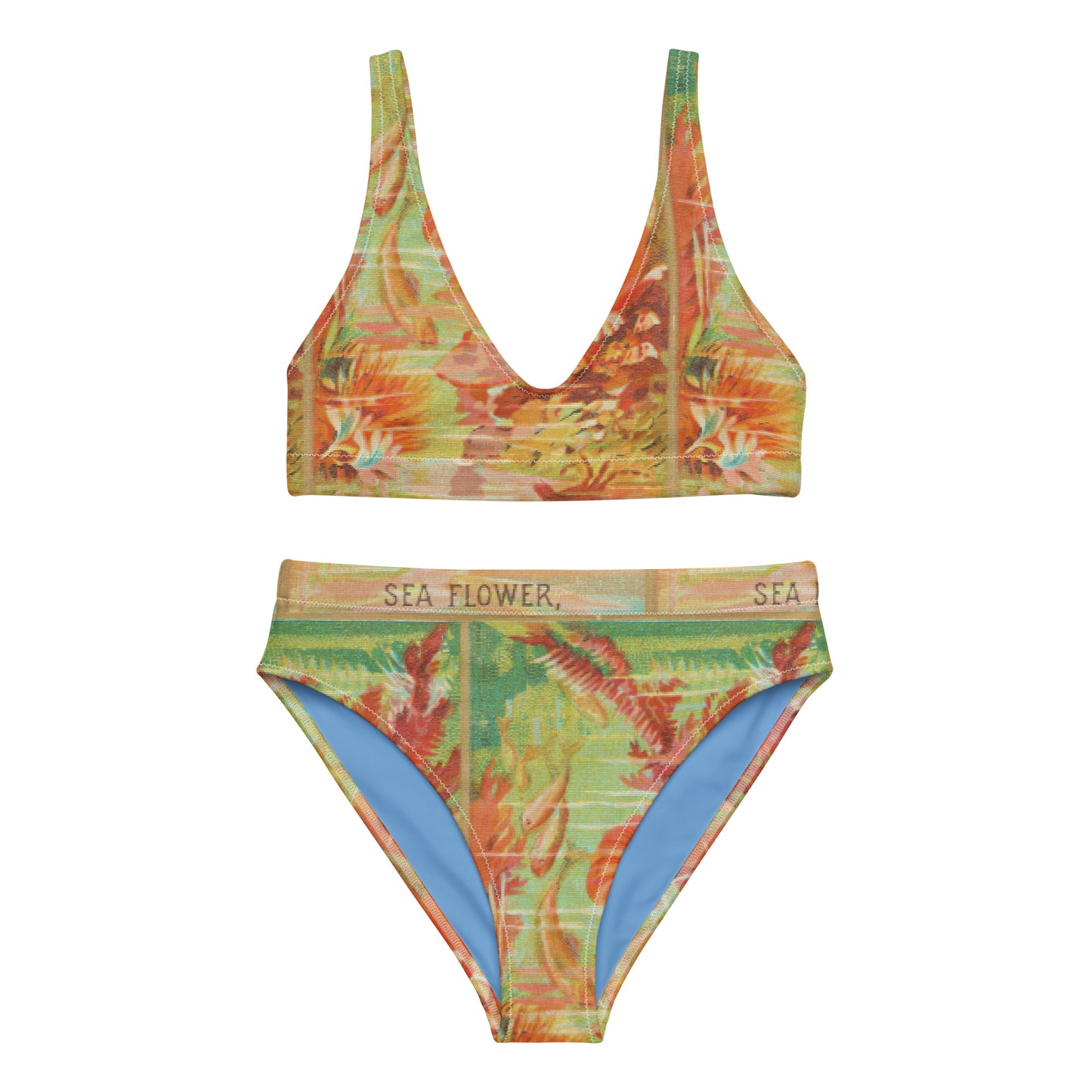Sea Flower Print Recycled High-Waisted Bikini