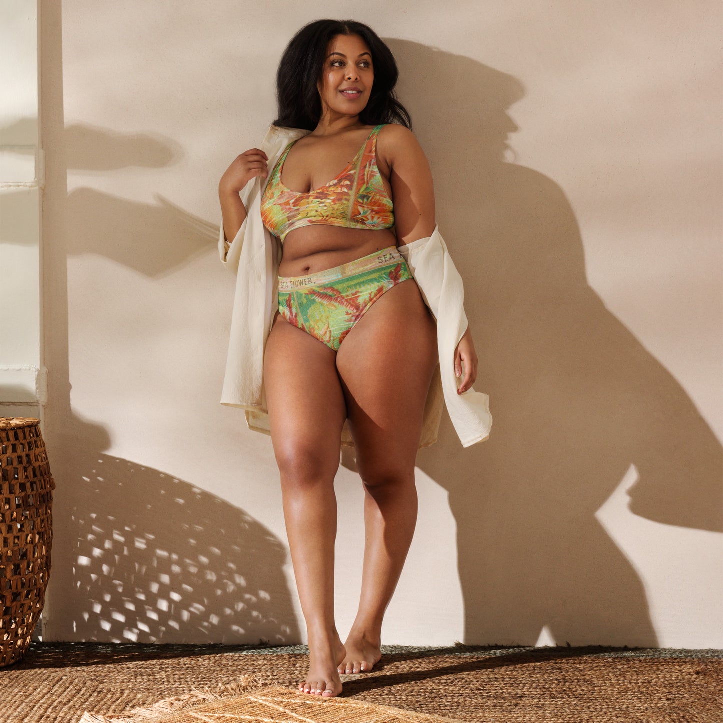 Sea Flower Print Recycled High-Waisted Bikini