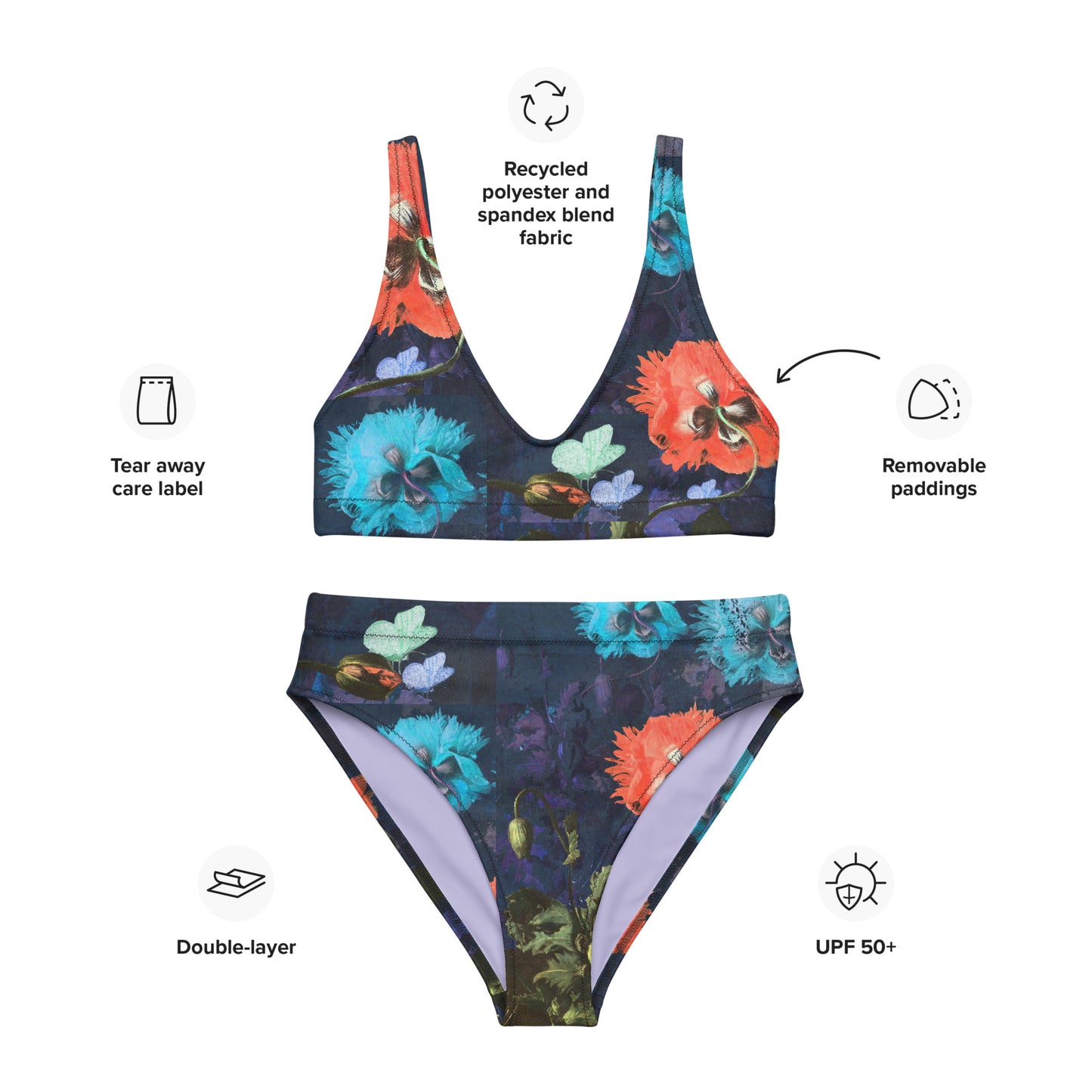 Exquisite Floral Recycled High-Waisted Bikini