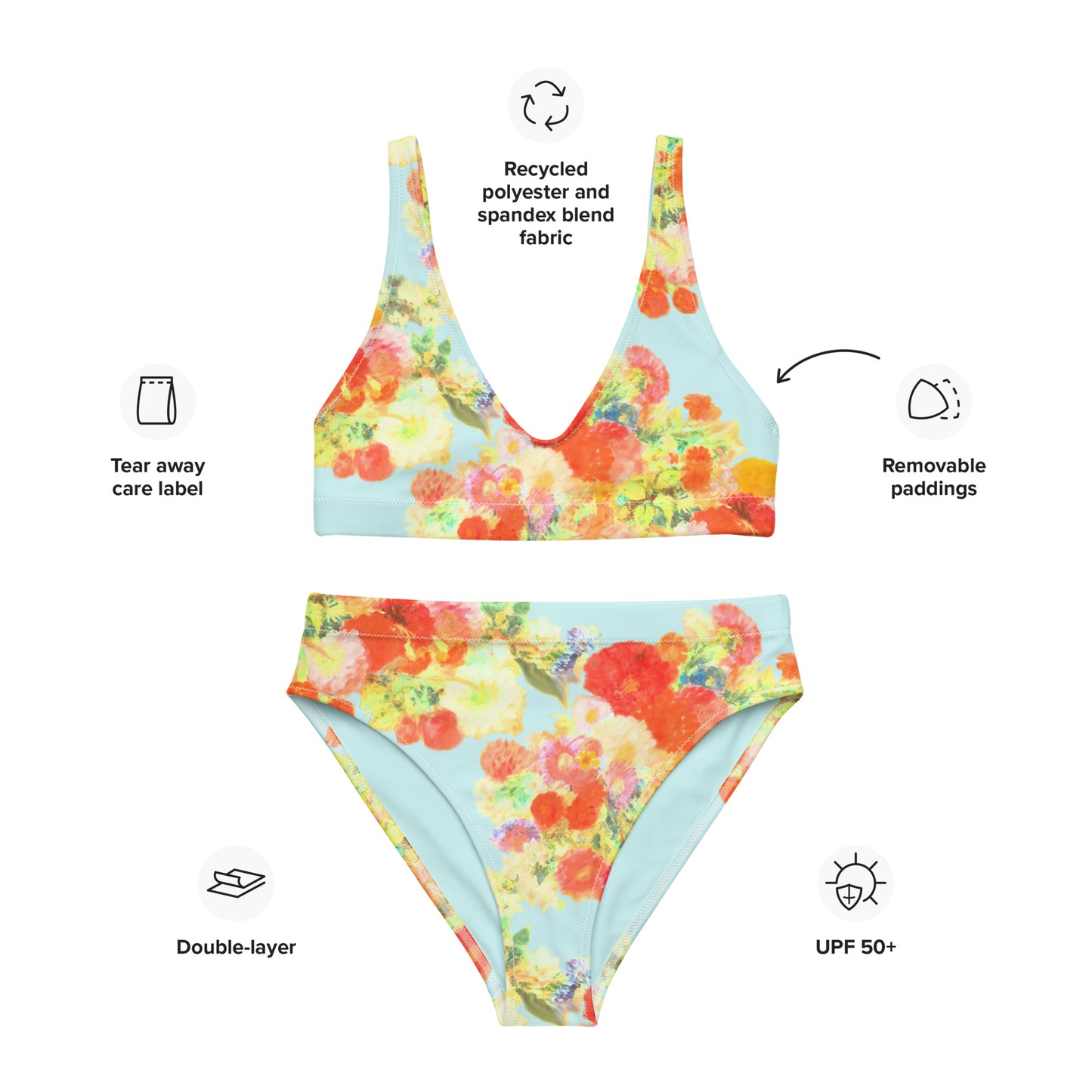 Wonder of Love Floral Print Recycled High-Waisted Bikini