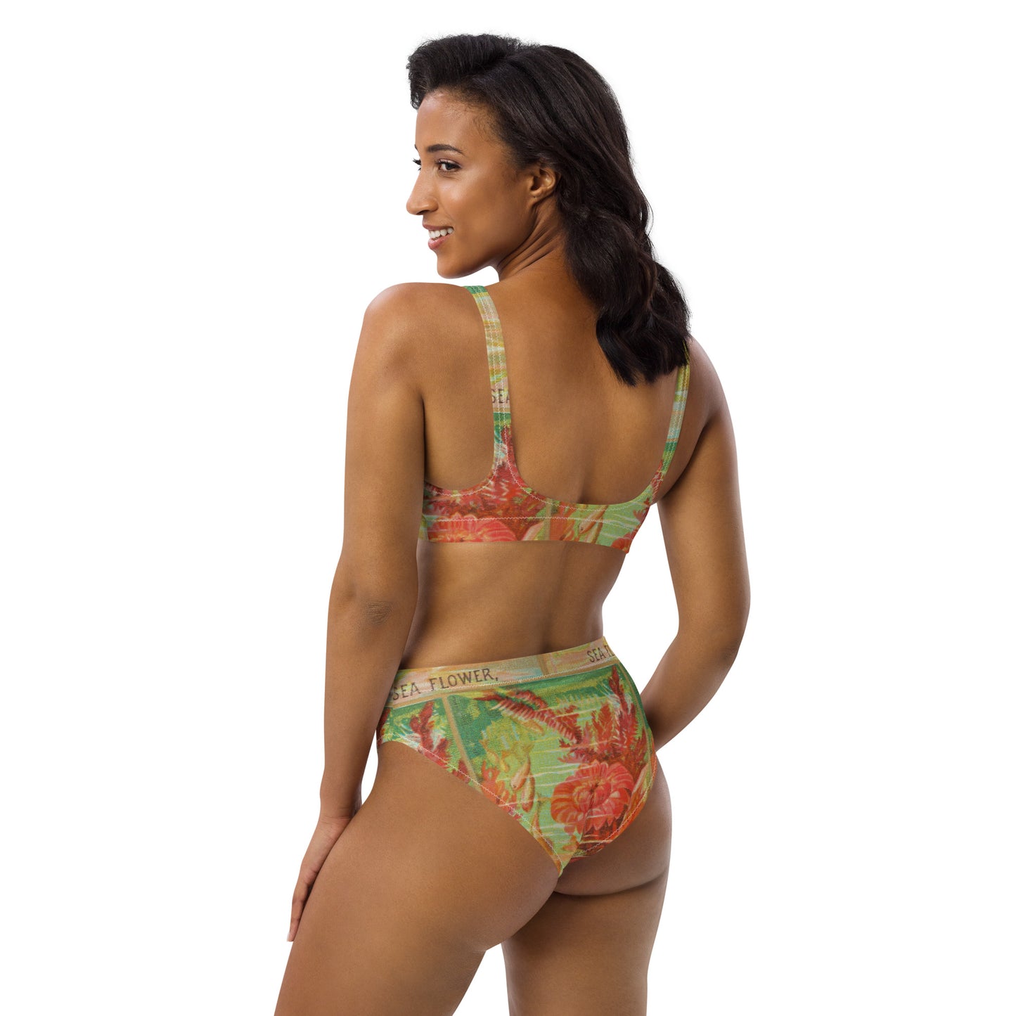 Sea Flower Print Recycled High-Waisted Bikini