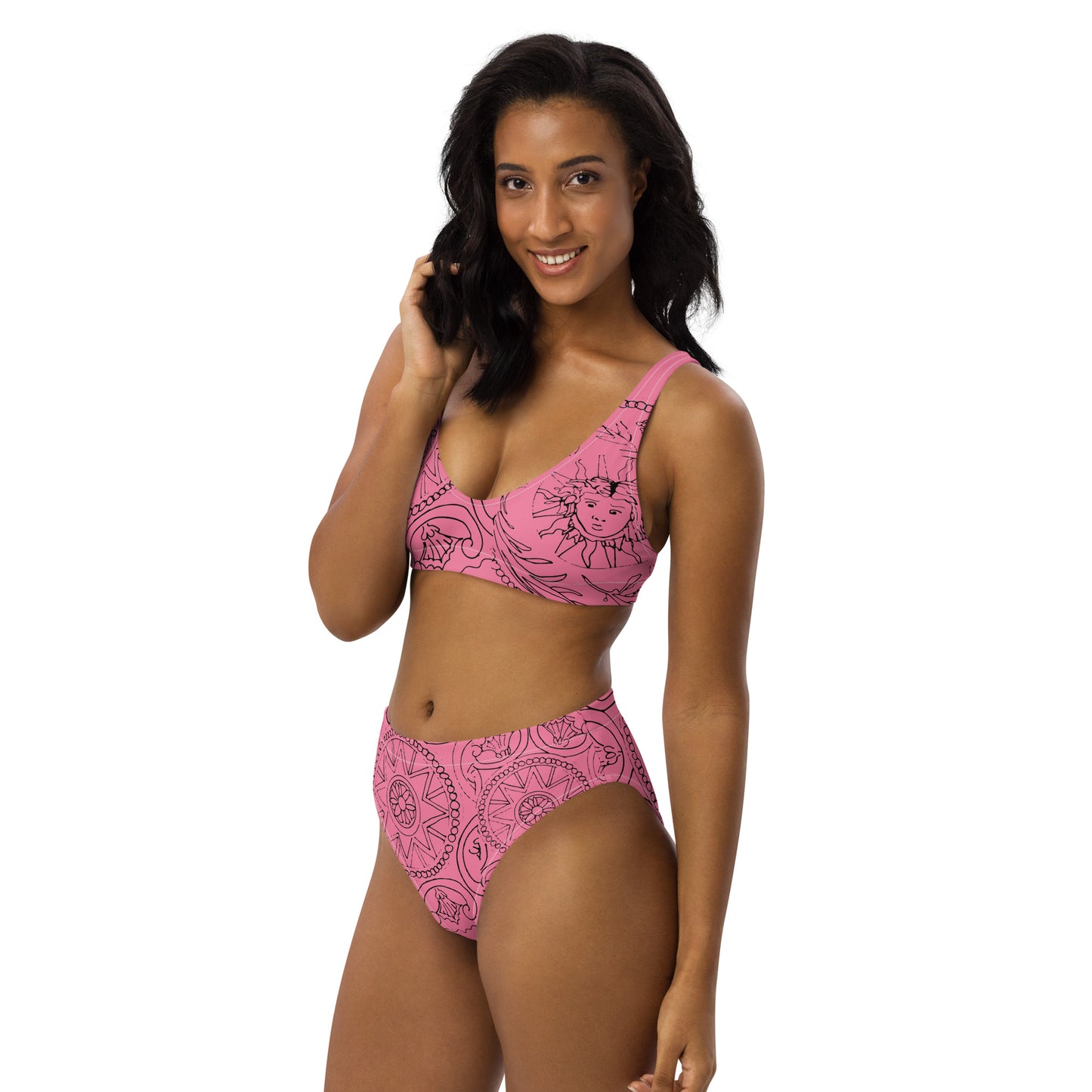 Medusa's Sea Medallion Recycled Pink High-Waisted Bikini