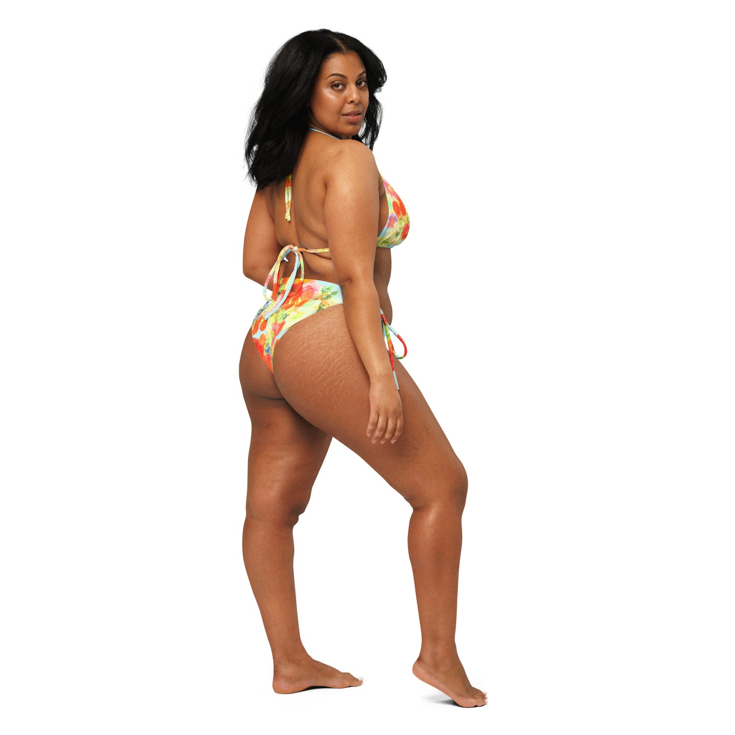 Wonder of Love Floral print recycled string bikini