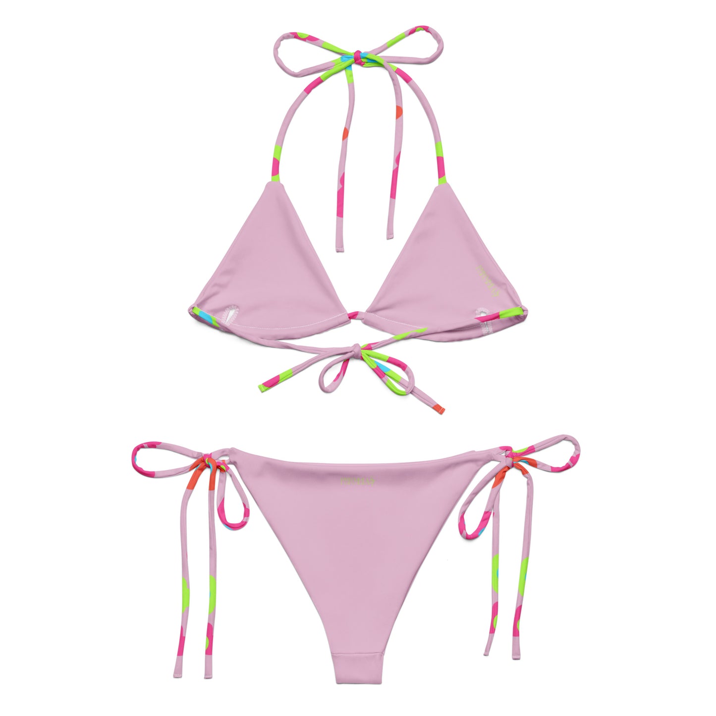 Floral Doodles Pink print recycled string bikini