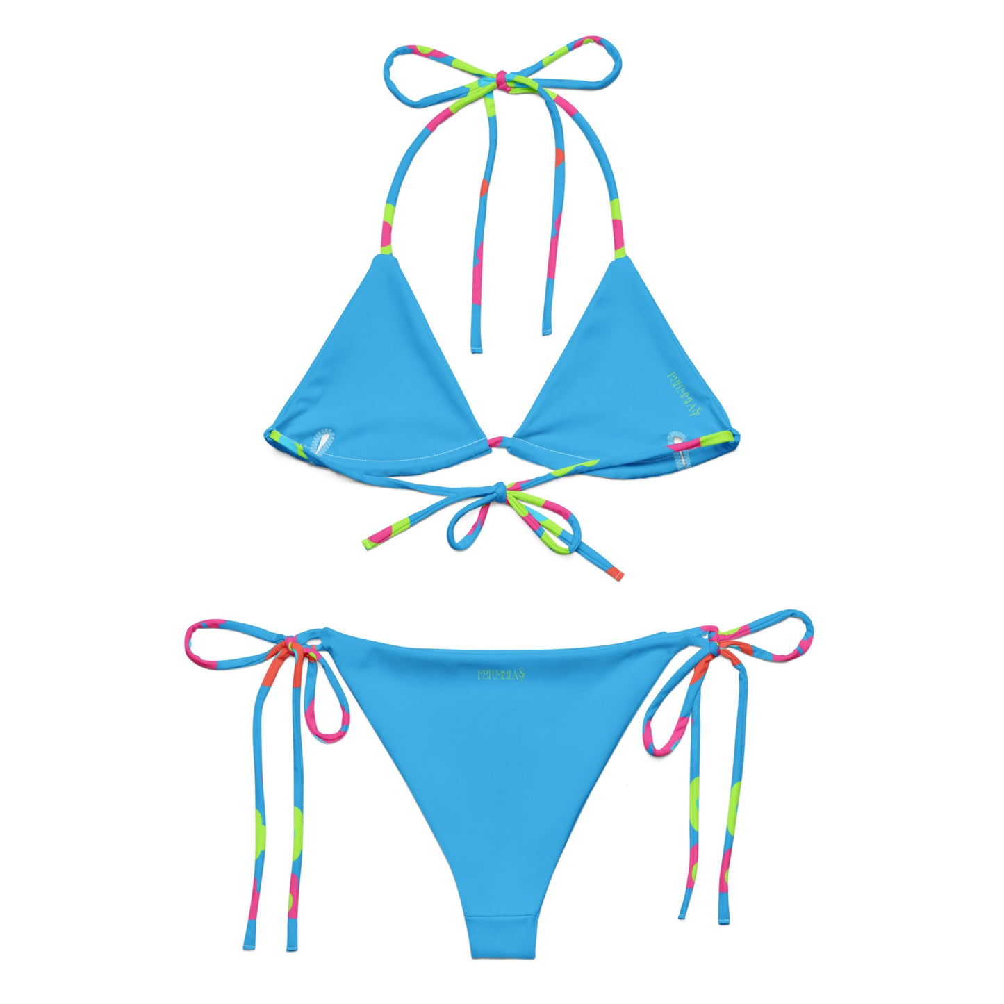 Floral Doodles Blue print recycled string bikini