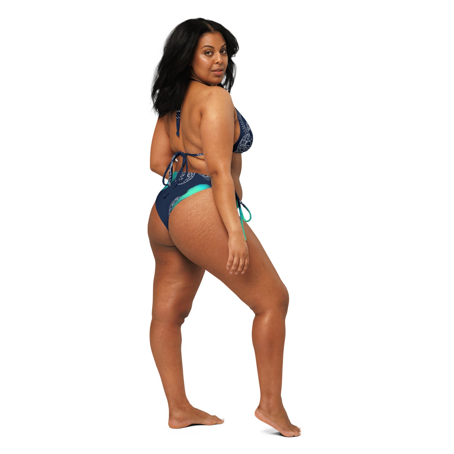Blue Heart Eternal Love Snake recycled string blue mystical bikini