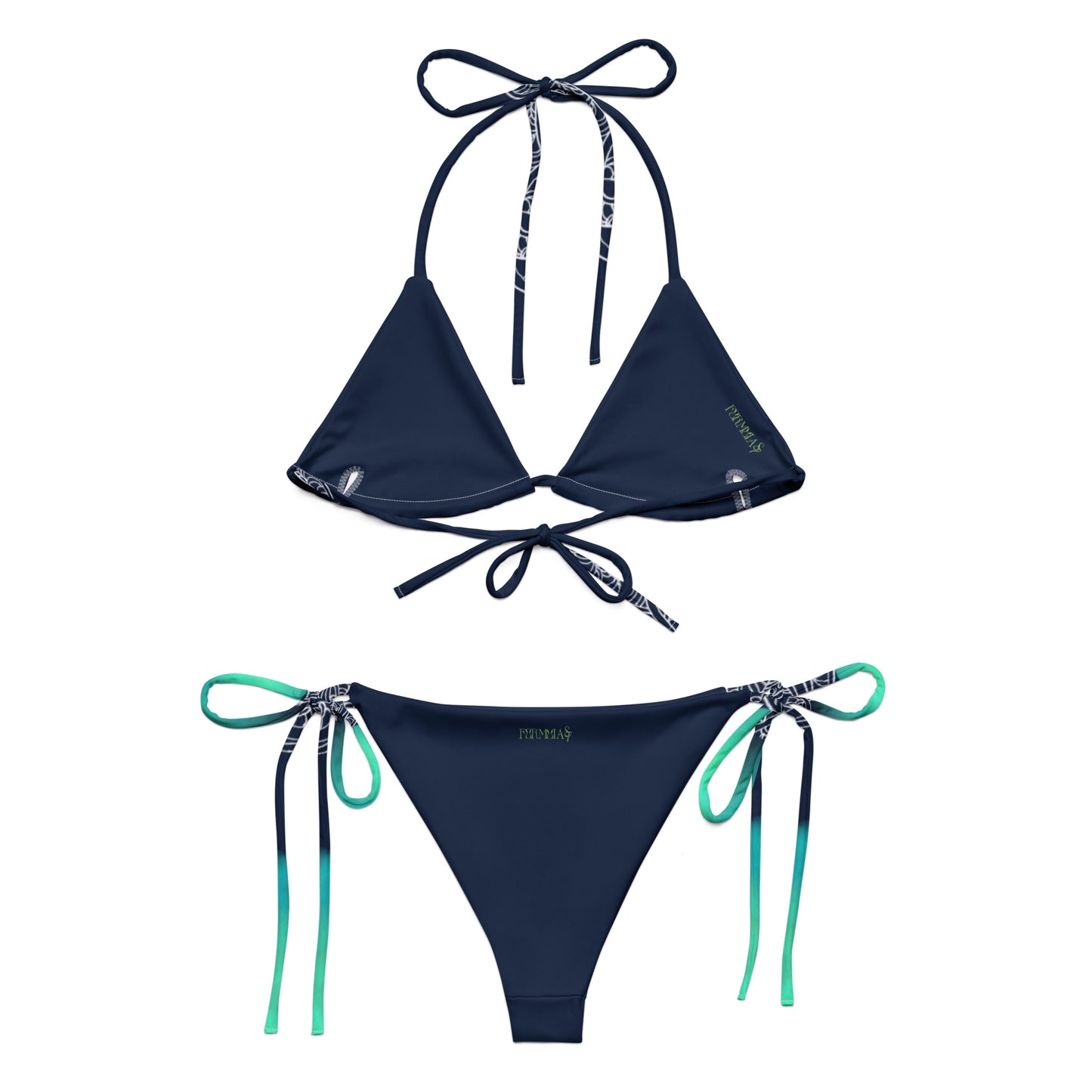 Blue Heart Eternal Love Snake recycled string blue mystical bikini