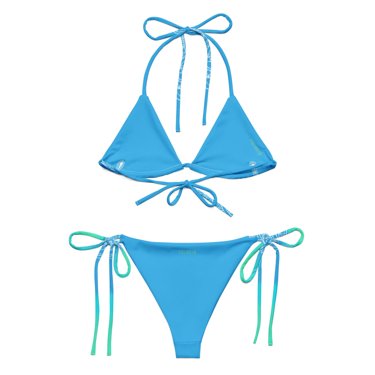 Blue Heart Eternal Love Snake recycled string vibrant blue mystical bikini
