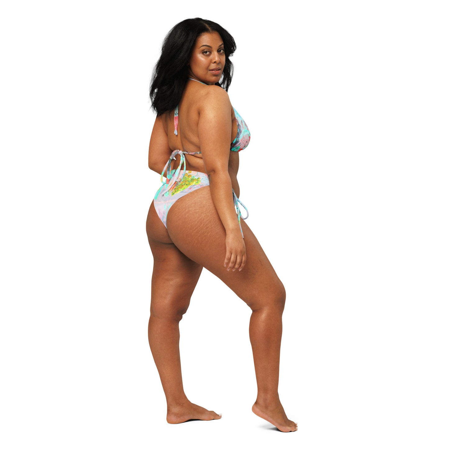 Peaches & Grapes Floral Print Recycled String Bikini
