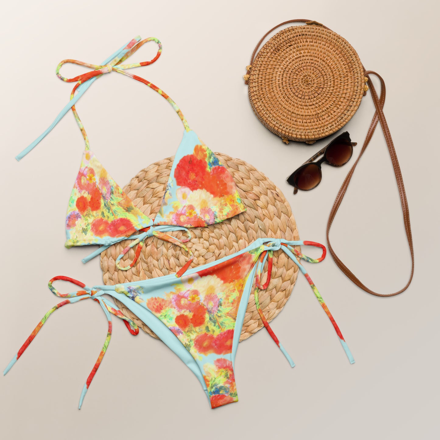 Wonder of Love Floral print recycled string bikini